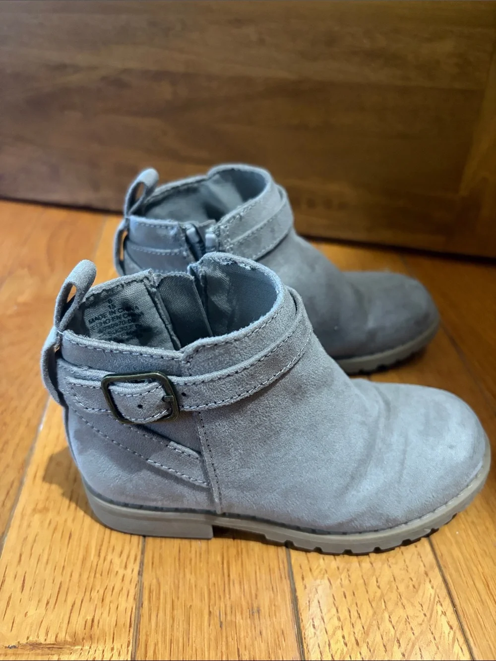 Old Navy Gray Suede Kids Ankle Boots with Buckle